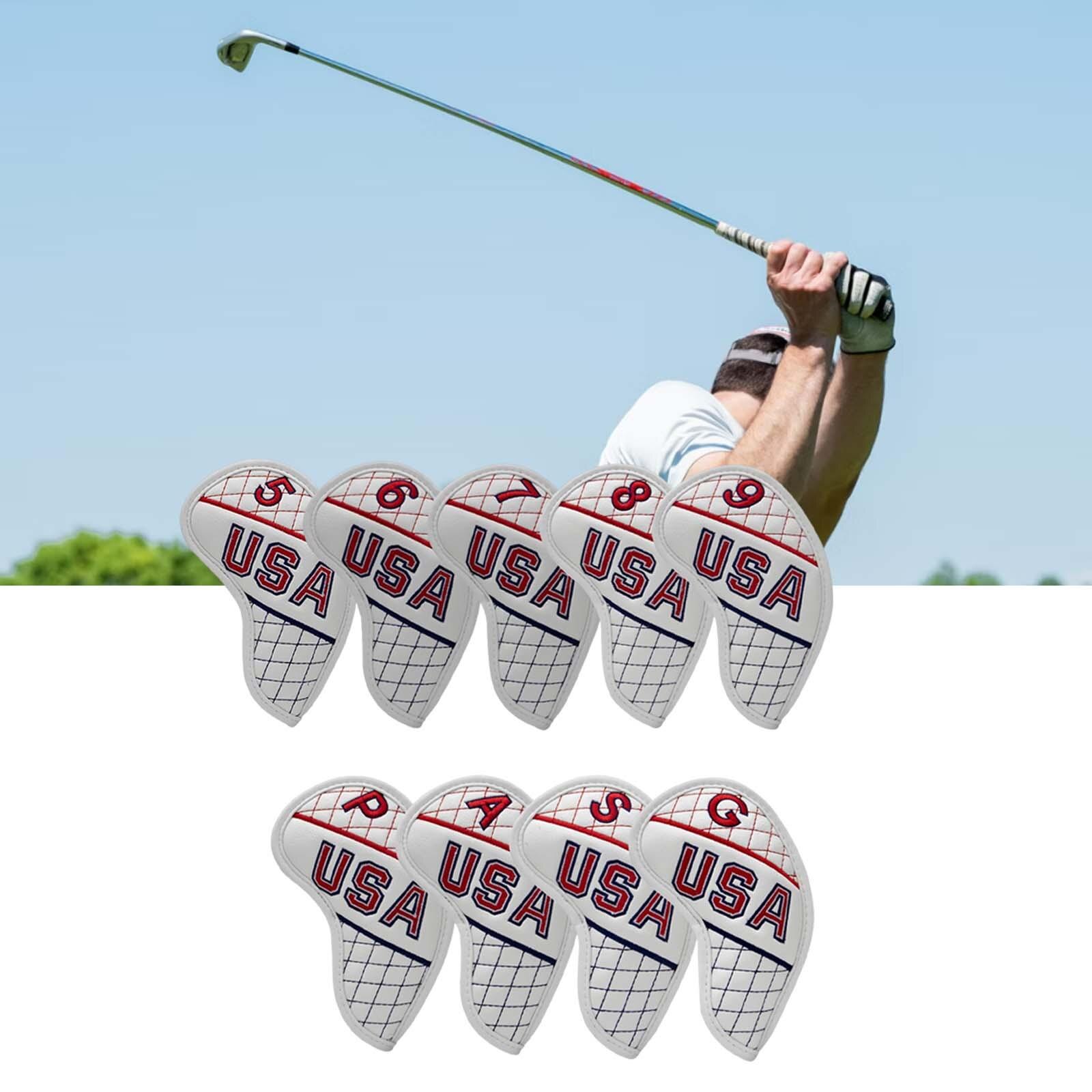9 stuks luxe golfijzerhoezen met nummerbescherming  pu 5-9, p,a,s,g