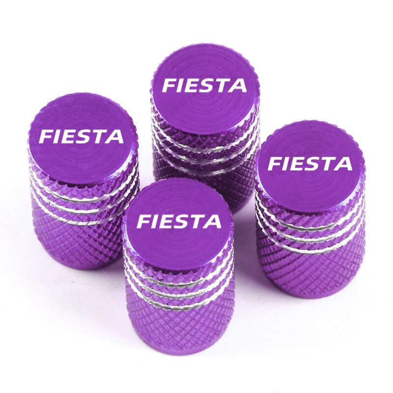 4 pièces/ensemble voiture pneu Valve tiges bouchon couverture pour Ford Fiesta aluminium pneu roue anti-poussière casquettes accessoires: VIOLET