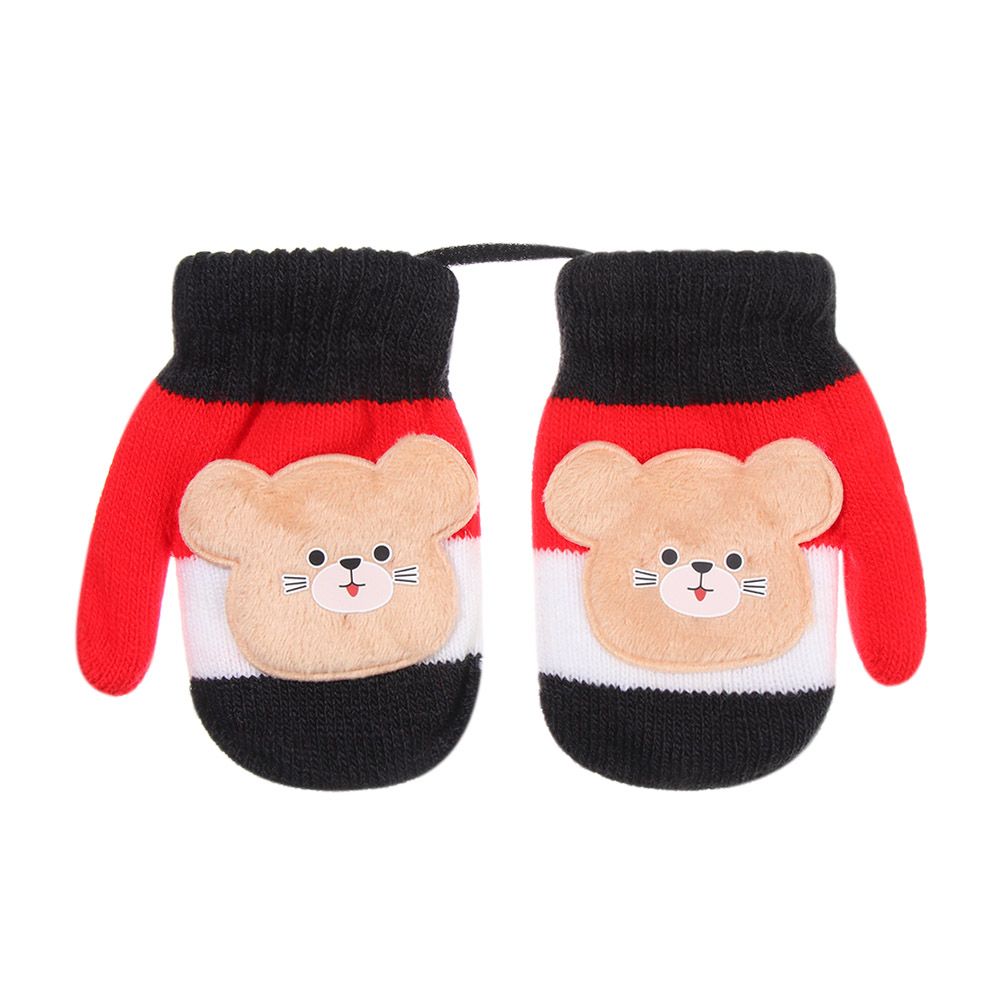 Guantes de lana con cuerda para niños y niñas de 0 a 3 años, manoplas de punto, guantes de invierno