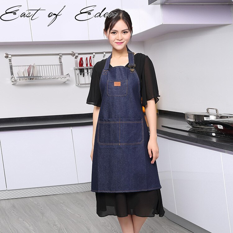 East of eden jeansförkläde förtjockning kök kafé tebutik män och kvinnor overaller bbq förkläde
