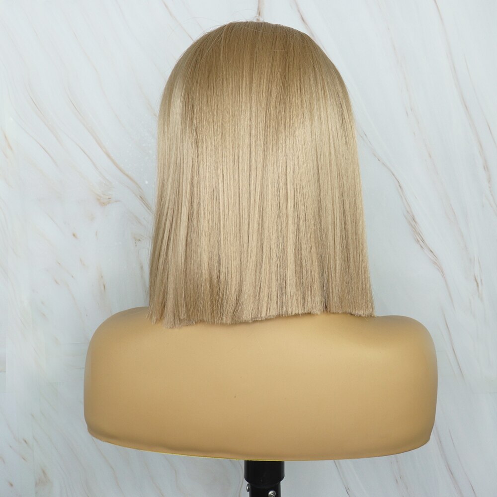 Prachtige rechte korte bob pruik met blonde lace front pruik, 13 futura haar 6 hittebestendige synthetische lace front pruik voor vrouwen.