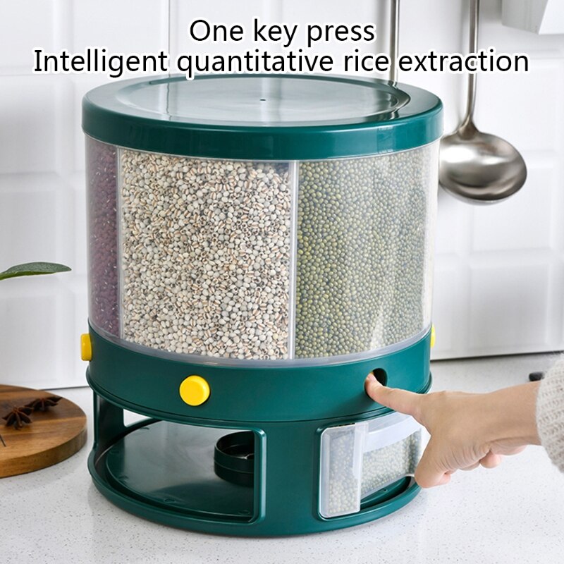 10KG Kitchen Food Storage container Rotating cans for bulk cereals Moisture Insect Proof Grain Organizer box Separat Rice Bucket
