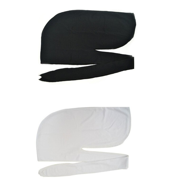 Spandex König S Durag Hütte Durags Bandana Turban Perücken Männer Seidige Durag Headwear Stirnband Schwarz/Weiß Haar Zubehör