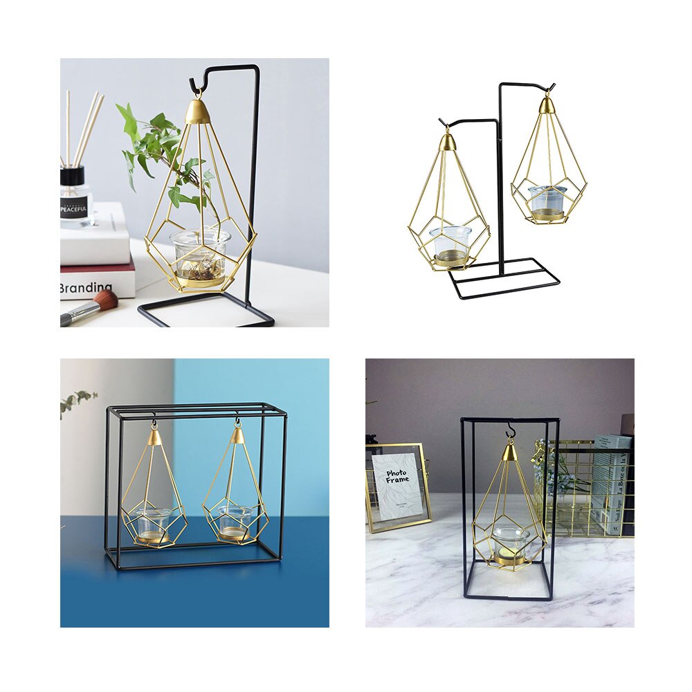 Scandinavische stijl geometrische gouden glazen ijzeren kaarsenhouder kandelaar voor kopjes kaarsen thuis bruiloft decoratie accessoires