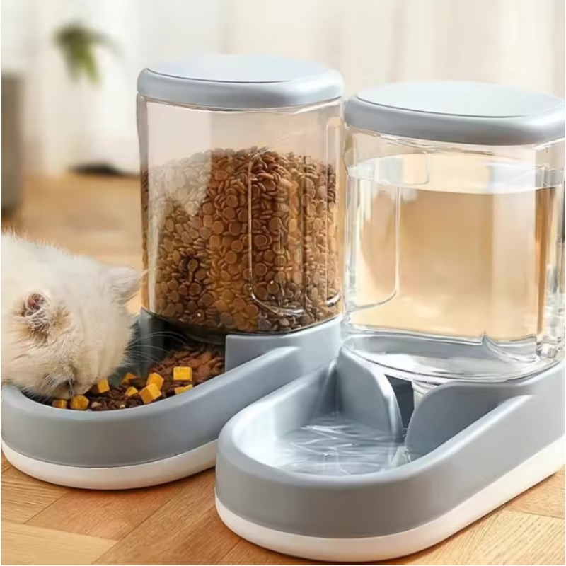 + Automatische voerbak en waterdispenser met grote capaciteit voor honden/katten, zwaartekracht - gevoed, geen stekker vereist