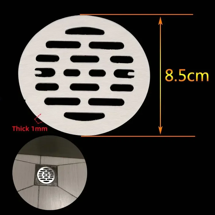 Universal Stainless Steel Round Floor Drains Cover Plate Sink Strainer Anti-clogging Shower Drains Hair Catcher Bathroom Fixture: light yellow