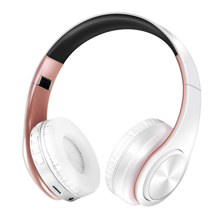 stereo headset bluetooth earphone headphone wireless bluetooth handfree universal for all phone for iphone with microphone: write rose gold