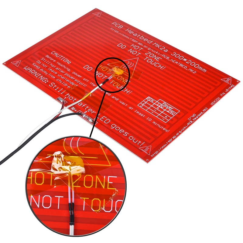 MK2A Heatbed 300*200*2.0 with led Resistor and cable RepRap RAMPS 1.4 bed+100K ohm NTC 3950 Thermistors for 3D printer