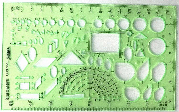 1PC Engineering drawing ruler Item Curve Template ruler office and school Painting measuring tools: I 4314