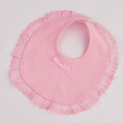 Slabbers 100% Katoen Kant Boog Roze En Wit Bib Baby Meisjes Leuke Bib Baby: pure pink bib