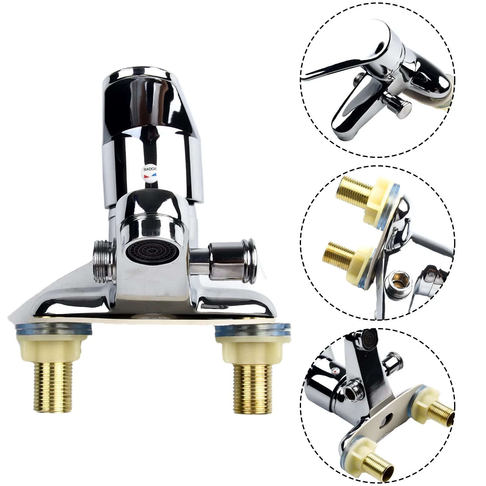 Bathroom Faucet Double-Hole Basin Faucet And Cold Mixer Tap Side Open 2 Ways Bathroom Sink Shower Bathtubs Mixer Tap
