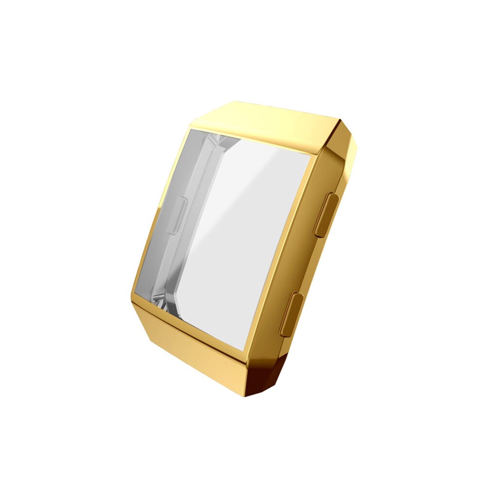 Silicone Frame Skin Cover Case Tpu Beschermende Shell Voor Fitbit Ionische Smart Horloge Screen Protector: Golden