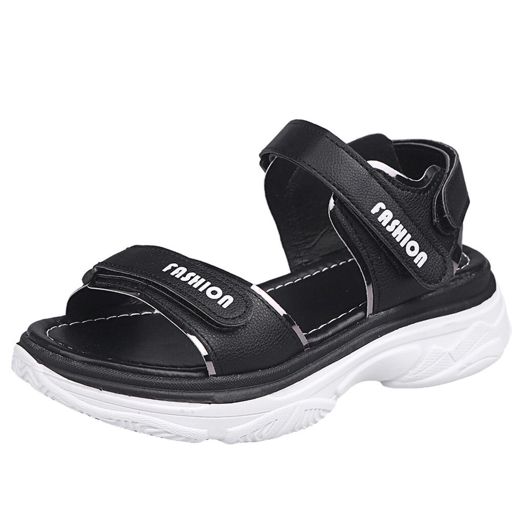 YOUYEDIAN sandalias de Punta abierta a la para mujer, sandalias deportivas casuales, Sandalias planas de suela gruesa, zapatos de playa, zapatos de punta abierta # g3: Black / 7