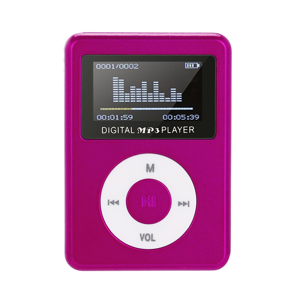 Hifi Portable Mp3 Player Mirror Mini USB Digital LCD Screen Sport Music Player Support 32GB SD TF Card USB Cable: D