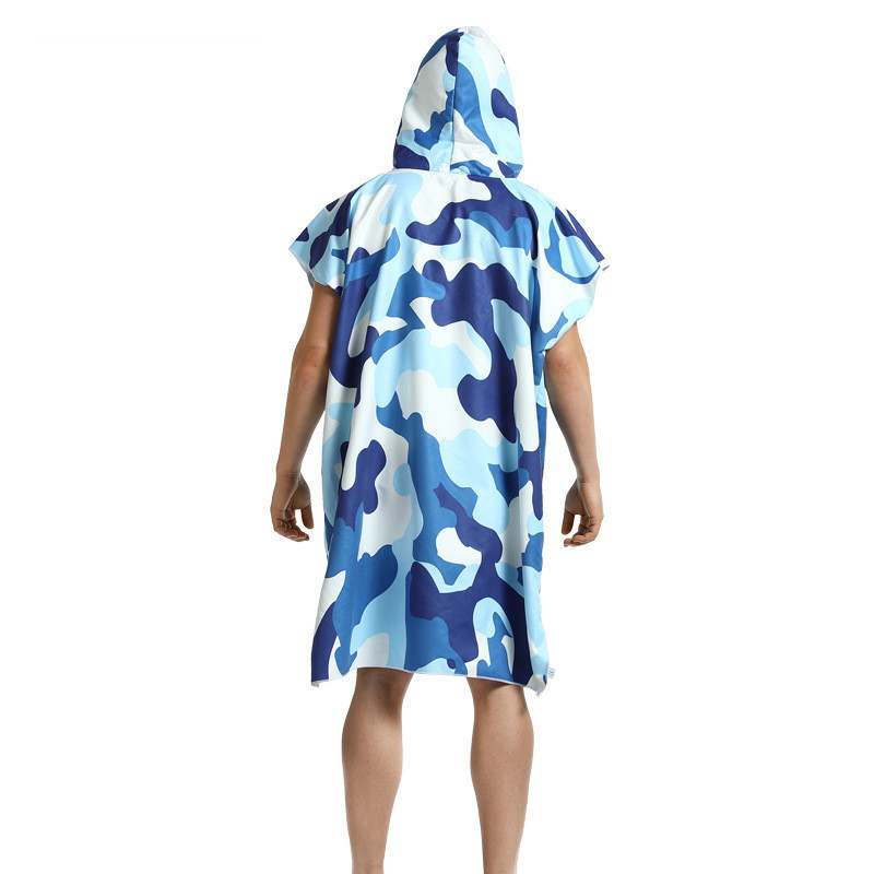Hav camouflage udendørs badehåndklæde med hætte udskrivning skiftende morgenkåbe sportshåndklæde poncho blå kvinder mand badekåbe håndklæder
