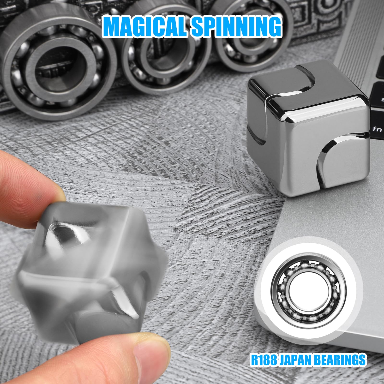 Metallinen kuutio pyörivä sormenpäägyroskooppi fidget anti stress lelut aikuisille toimisto koti matkailu kannettava spinner lelut joulu