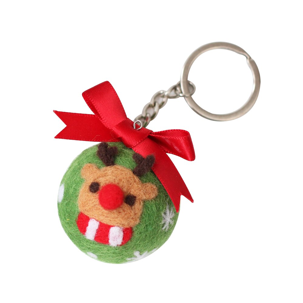 Handmade Diy Wool Felt Kit Santa Keychain Series Felt Kit Christmas Decoration Hangings Snowman Elk Felt Ball Handicraft: 01