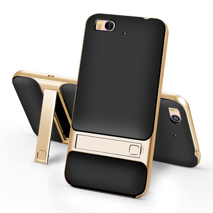Kickstand 3D-funda Original para Xiaomi Mi5S Mi 5S, 5,15 pulgadas, TPU + PC, silicona híbrida 360, Protección trasera para teléfono: Royce Gold