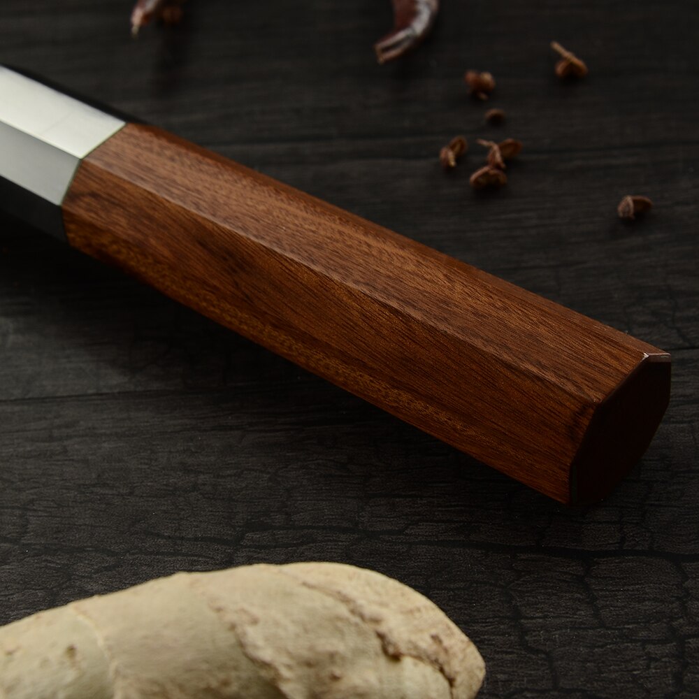 Damask håndlavet rustfrit stål koksknive højkulstofstål smedet køkkenkniv super skarpt blad træhåndtag 8 tommer skiver
