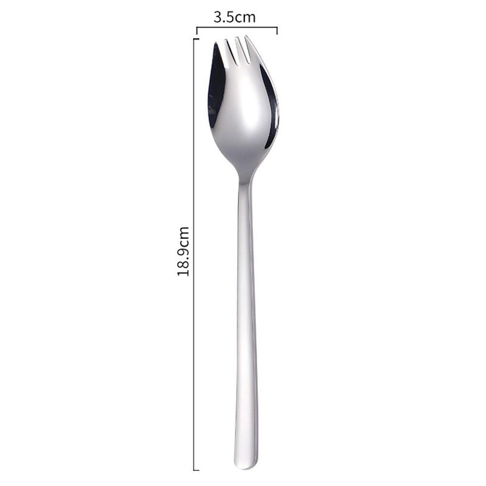 Tenedor multifunción de acero inoxidable 2 en 1, cuchara portátil para Fideos, fruta, ensalada, tenedor de viaje al aire libre, utensilios de cocina, 1 ud.