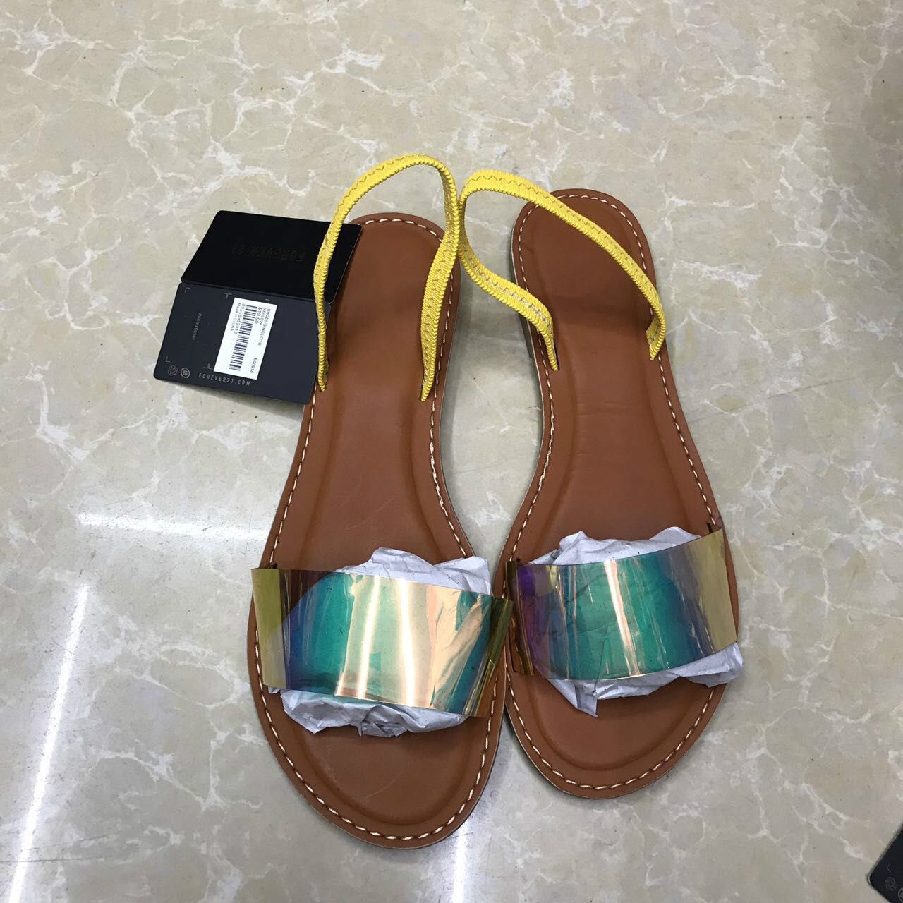 Zomer Vrouwen Sandalen Schoenen Eenvoudige Comfort Transparante Kleur Platte Mode Schoen Plus Size Vrouwelijke Sandalias Mujer: YELLOW / 8