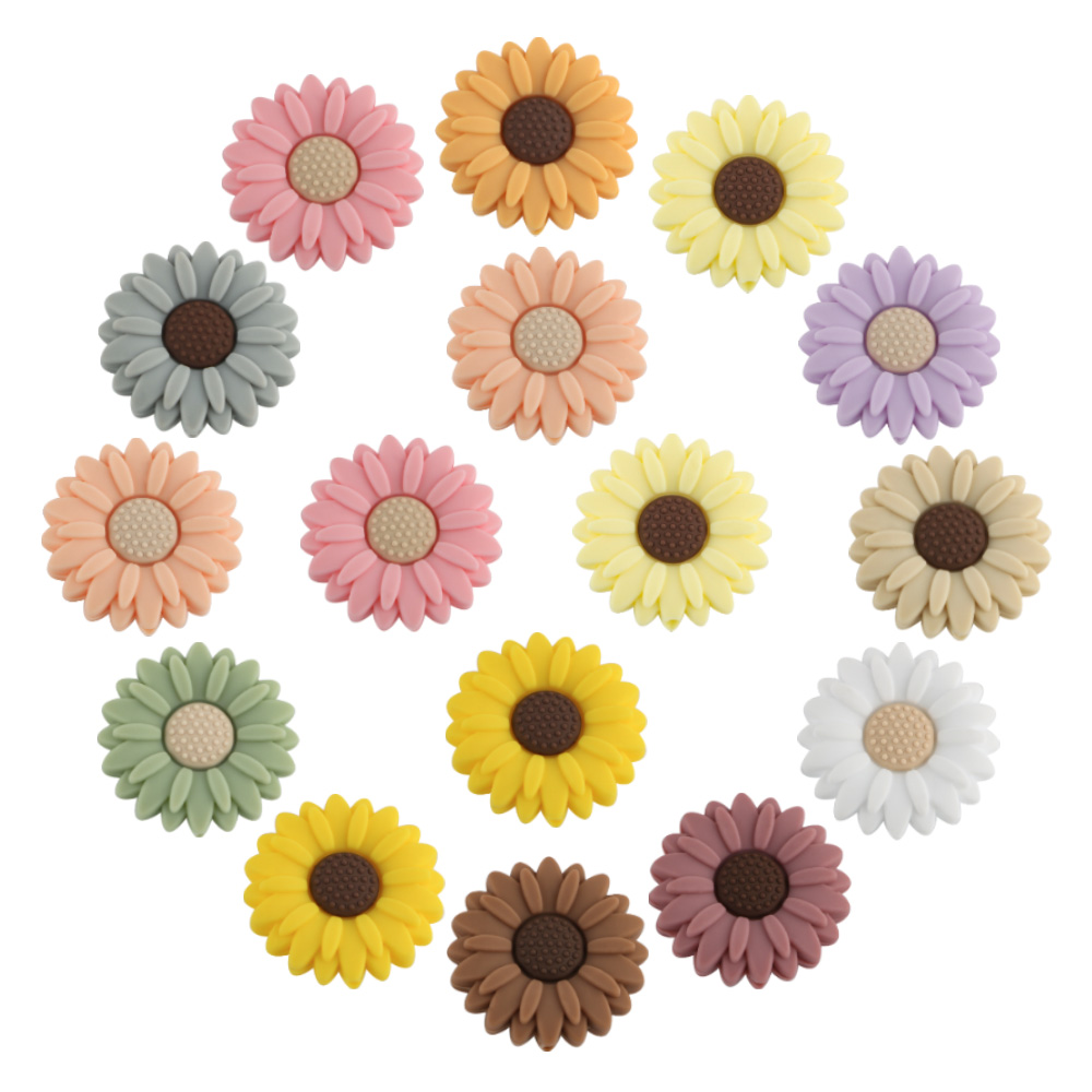 Sunrony 10 Stück Mini Blatt Blume Silikon Perlen für Schmuckherstellung Lebensmittelqualität DIY Schnullerkette Halskette Zubehör Babyspielzeug: dunkel Grau