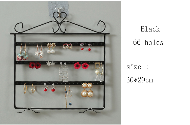 Metal Earring Organizer Household Wall Hanging Necklace Rack Ear Clip Jewelry Display Rack Ear Stud Bracelet Holder: Blue