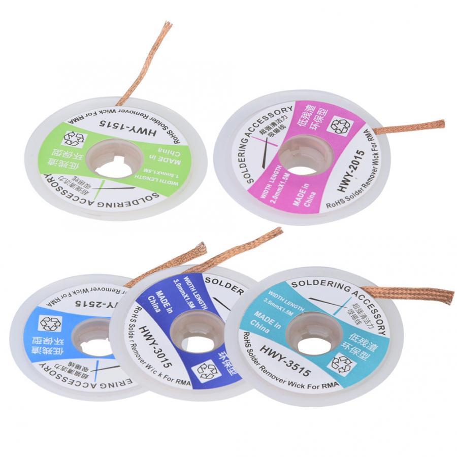 Solder wick 5Pcs Soldering Wick Desoldering Wire Braid Solder Remover Sucker 1.5m Soldering wire roll