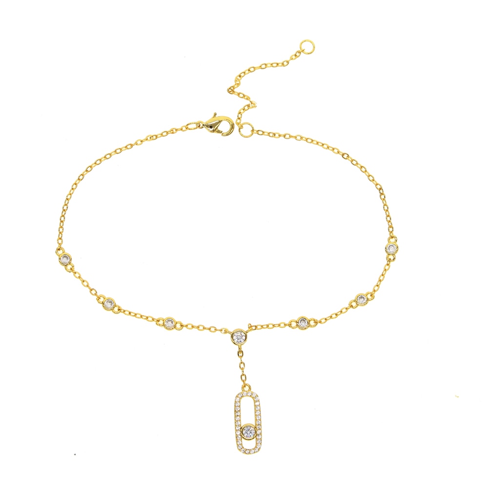 Sieraden Aaa Zirconia Chain Vrouwen Sieraden Cz Station Verzilverd Gouden Kleur Enkelband Armband Voor Vrouwen