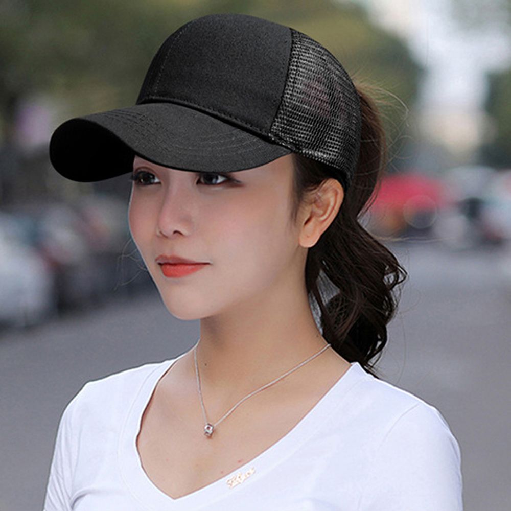 Kvinnor sport löparhatt utomhus solskydd hästsvans baseball tenniskeps sommar sol uv skydd mesh sport löpning cykel keps