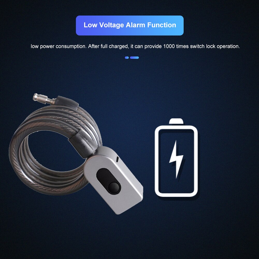 Intelligent Fingerprint Steel Ring Lock Bicycle Anti-theft Lock Highway Vehicle Steel Cable Lock Keyless USB Rechargeable