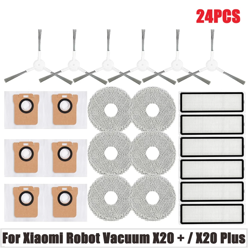 For Xiaomi Robot Vacuum X20 + / X20 Plus Parts Main Side Brush Hepa Filter Mop Cloth Dust Bag Replacement Accessories: army green