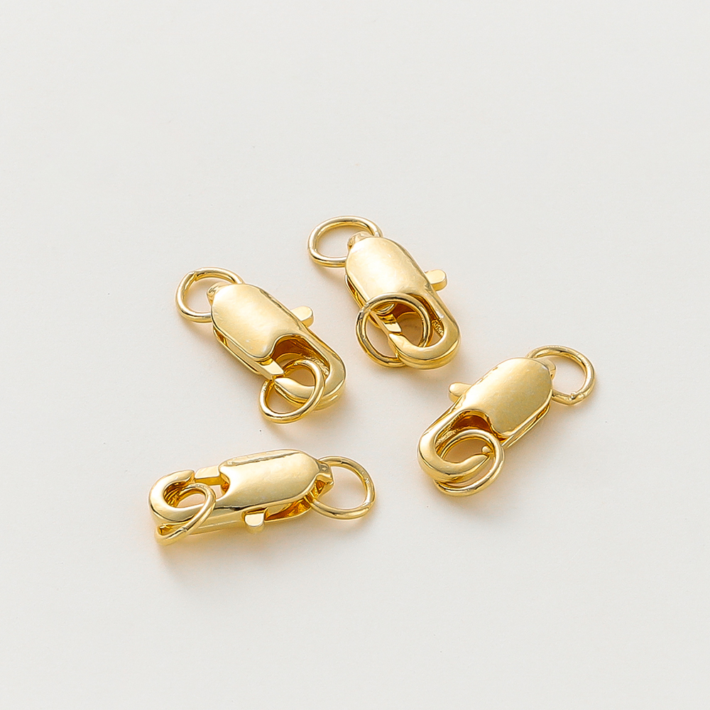 10 Uds. De latón chapado en oro de 14K/18K, cierre de langosta con 20 Uds. De anillos abiertos para saltar, Kits de accesorios DIY, conector para pulsera, fabricación de joyas: 12 mm / Negro