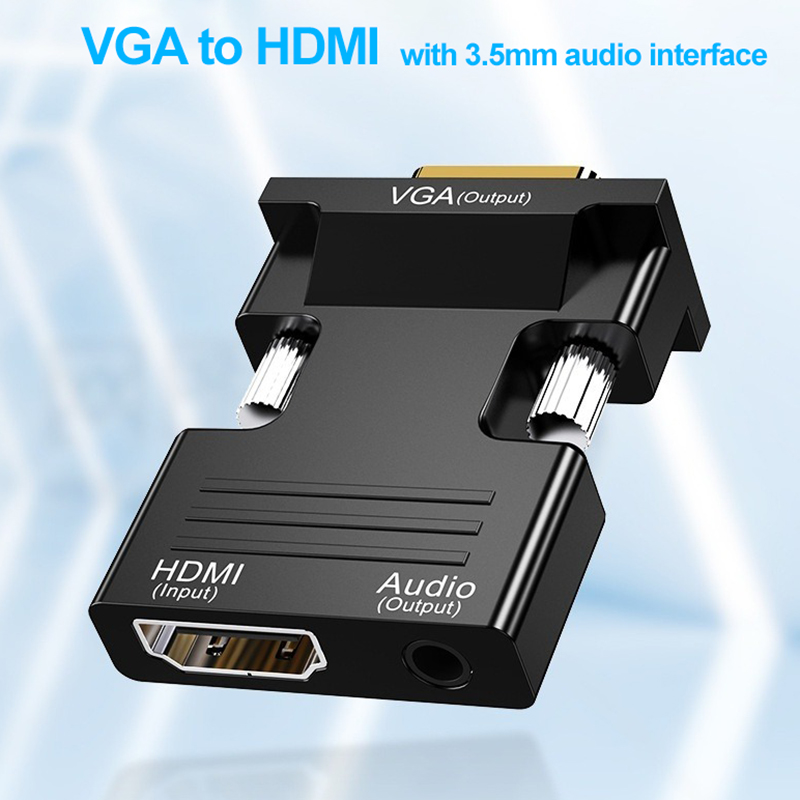 Hdmi till vga med ljudadapter, hd-kabelgränssnitt för pc/skärm/tv/projektor-omvandlare