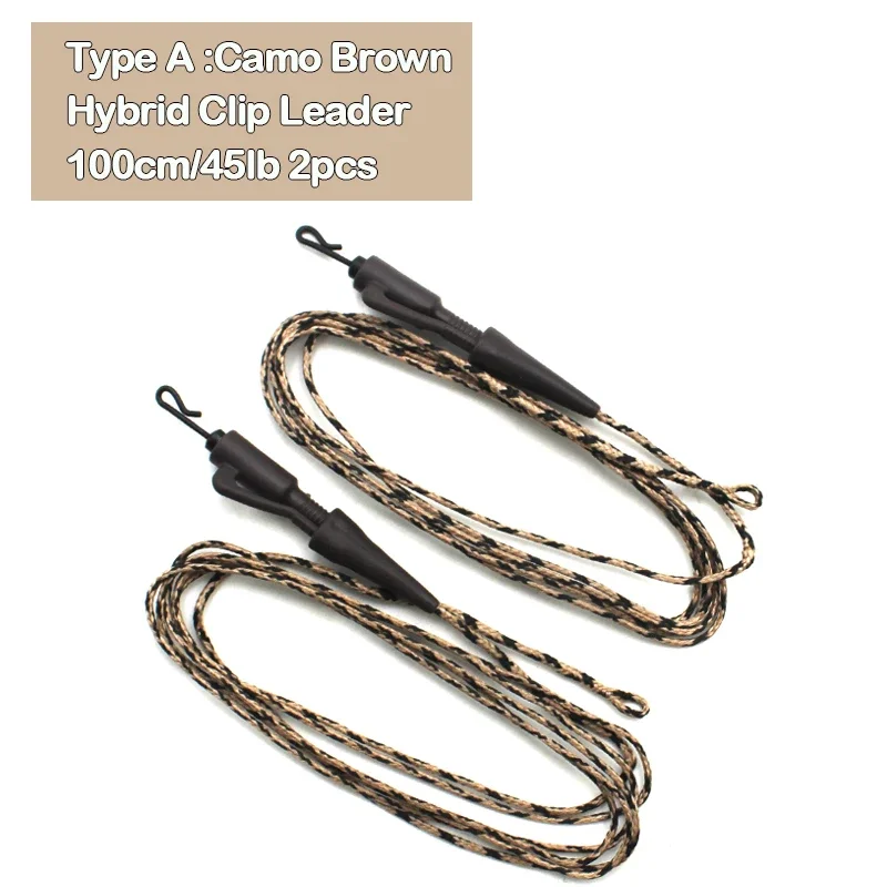 2PCS Ready Tied Leader Carp Fishing Line Leadcore Lead Clip Multi Clip Quick Change Swivel for helicopeter Rig Accessories: Burgundy