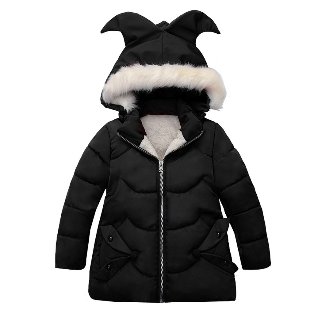 Winter Baby Jas Dikke Warme Hooded Baby Jongens Meisjes Donsjack Baby Winter Kleding Kinderen Lange Mouw Sneeuw Uitloper jas: Black / XL