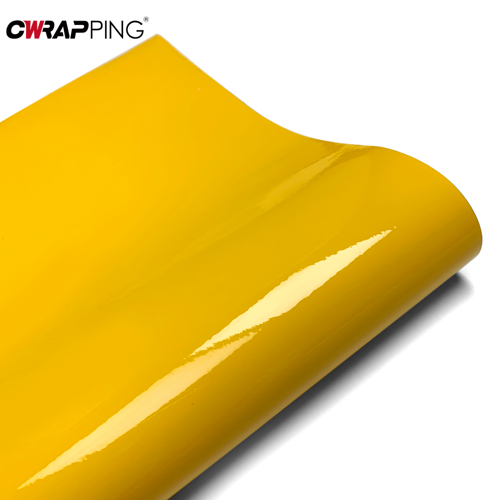 Glänzende Autoaufkleber, Vinylfolie, selbstklebend, blasenfrei, Dekoration, DIY, gelbe Motorradaufkleber für Autozubehör