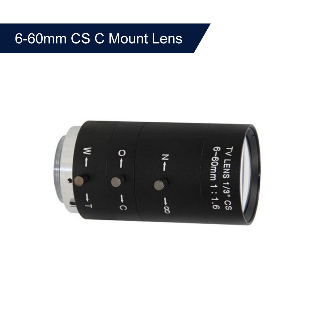 6 60mm CS C Mount objetivamente manual iris zoom varifocal f1.6 para la industria