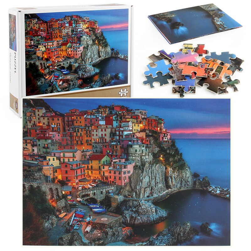 Lazy Cat Puzzle 1000 Pieces Jigsaws Puzzles Bookshelf Landscape Puzzles DIY Assembling Toy For Adults Kids Puzzles Games Toys