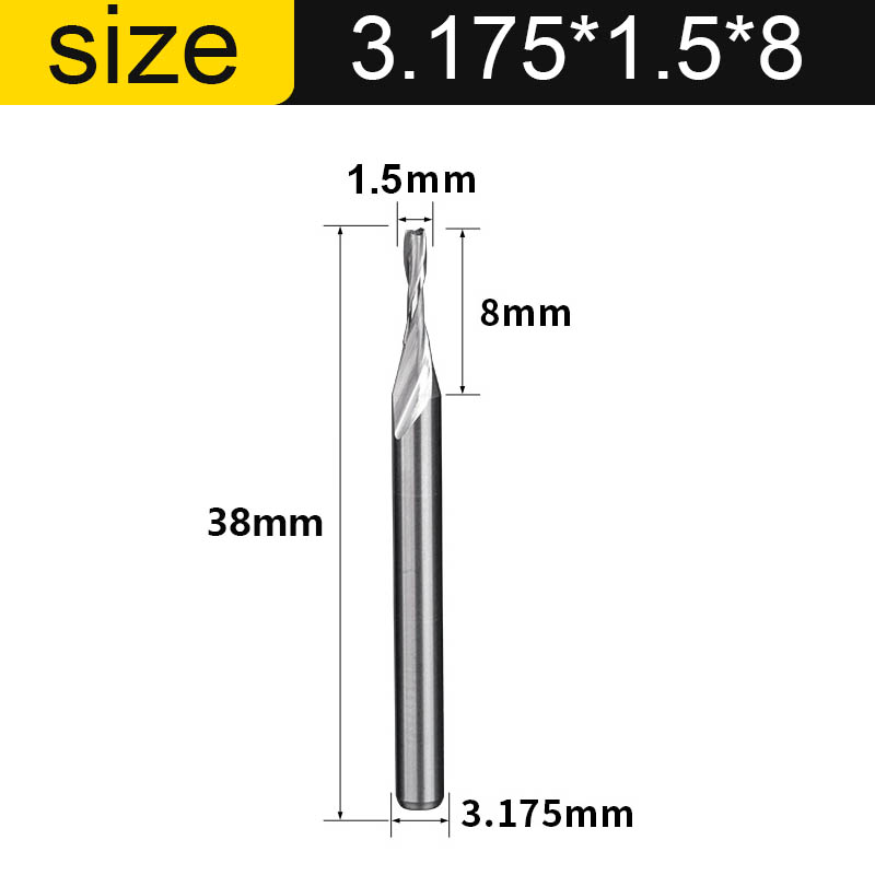 Vsharp 2 Flauti Fresa a spirale Fresa per incisione CNC Punta piatta Upcut Fresa Utensile Punte in metallo duro per legno MDF PVC: 34mm