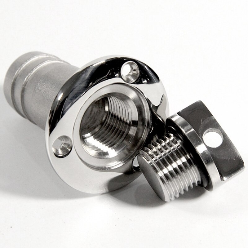 Stainless Steel Oval Drain Plug Vent Connector Fitting Boats Parts Yacht Kayak Canoe Silver-Color