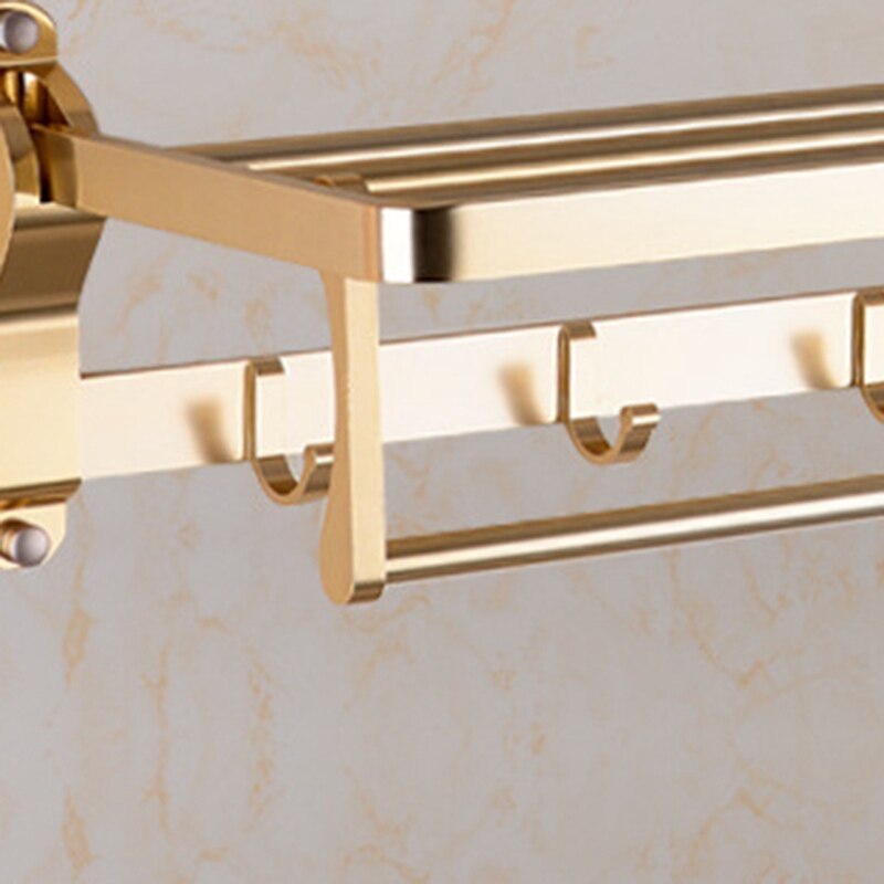 Håndklædeholder badeværelse plads aluminium rose guld bøjle fold mat badehåndklædeholder vægmontering vaskerumshylde