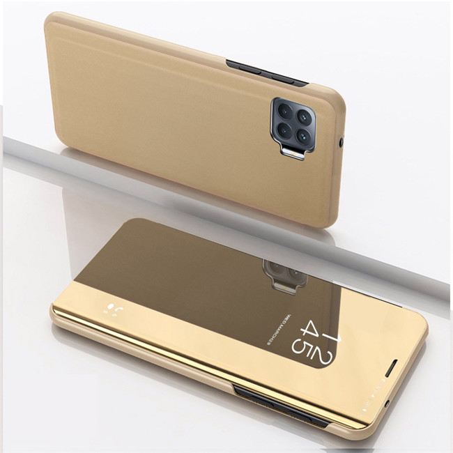 Espelho telefone flip caso para samsung galaxy s10 plus s10e suporte livro capa sumsung s 10 10s s10plus g970f g975f g973f funda coque: EVA / Dourado