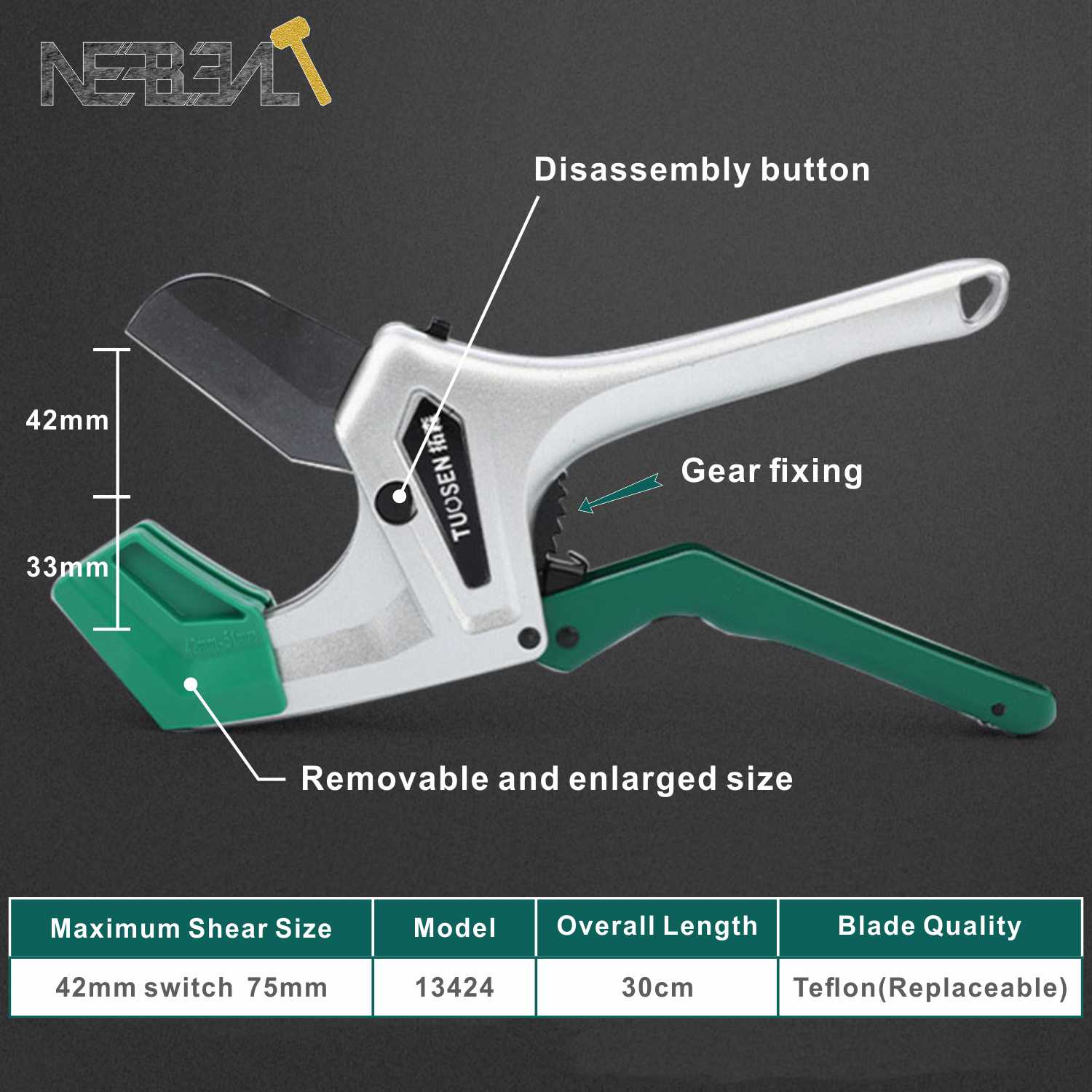 Tijeras de plástico SK5 para cortar tubos de plástico, herramientas manuales de fontanería, PVC/PE/VE/PPR, de aleación de aluminio, 42-75MM