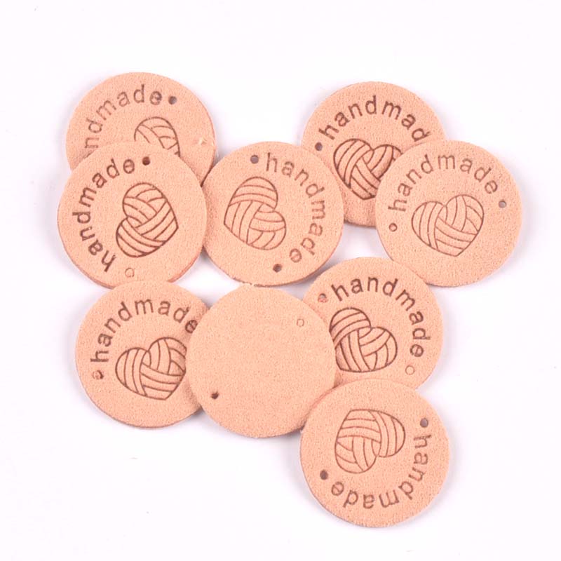 20 piezas, 2,5 cm, tela redonda de PU, etiquetas en relieve hechas a mano, etiqueta de bandera DIY para accesorios de costura de prendas cp3436: Pistola de metal