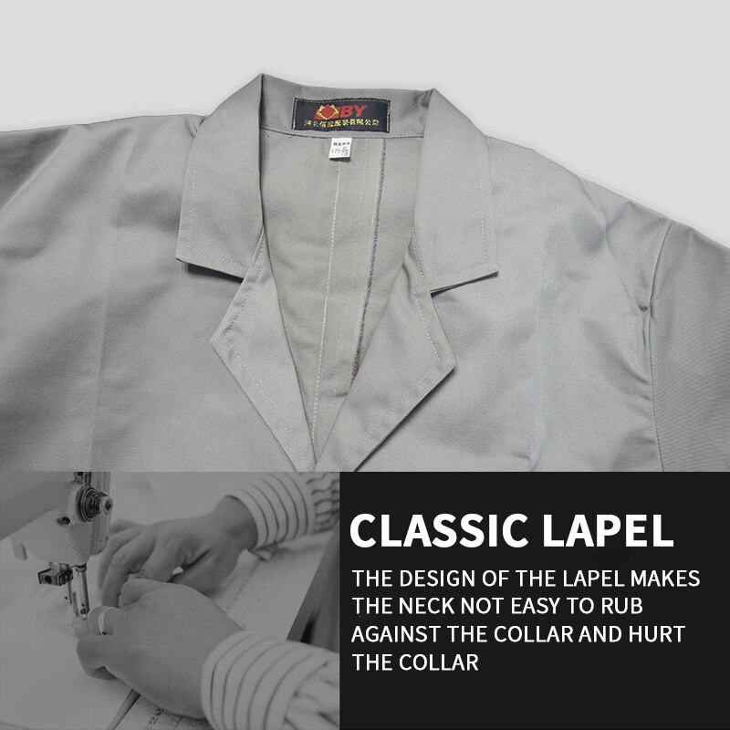 Uniform Coat Long Sleeve Lab Coat Work Clothes Pocket Workwear Summer Snickers Jacket Gown Gray Working Coveralls Men and Women