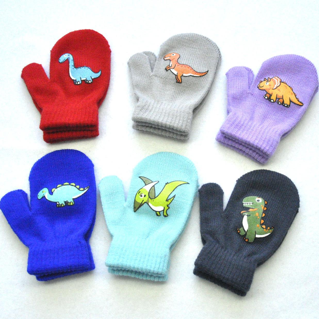 Baby Handschuhe Winter Warme Gestrickte Handschuhe Jungen Mädchen Cartoon Dinasour Handschuh Für Kinder Alter Von 1-5 Jahre alt