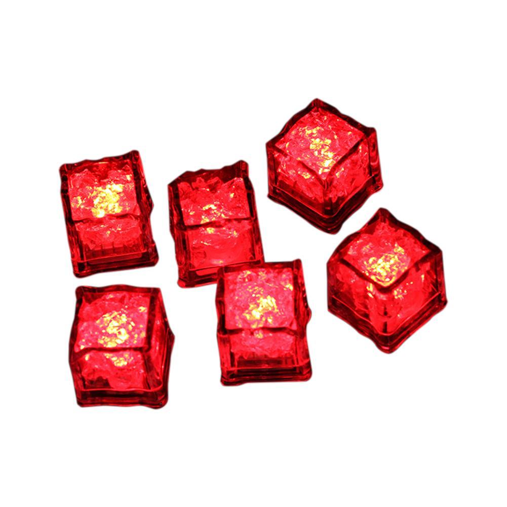 Boule de glace LED 12 pièces, Flash lumineux néon pour fête, Festival de mariage, noël, Bar, verre à vin, fournitures de décoration: Rouge