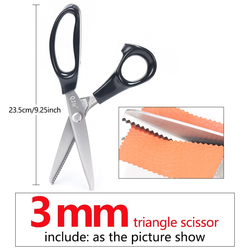 Triangular And Round Tooth/Household Clothing Scissors, Sewing Fabric/Leather Craft/Paper Decoration/Garment Making: Triangular 3mm