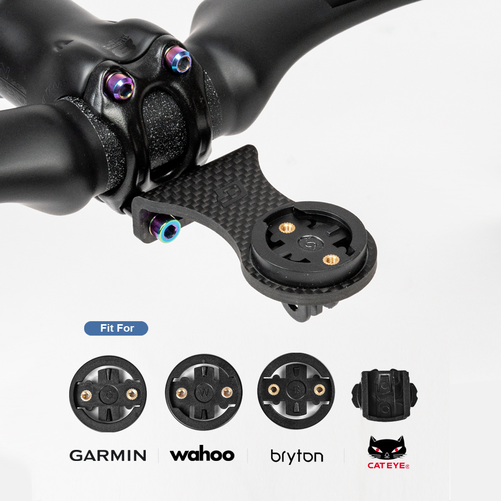 OGEVKIN Fahrradvorbauverlängerung Carbon Computerhalterung Rack für GPS/Fahrradcomputer/Kamera/Licht Fahrradzubehör 3K Schwarz